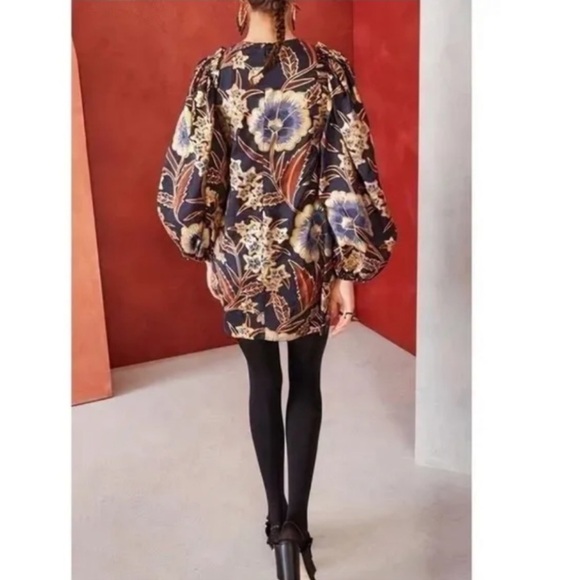 Ulla Johnson Floral Mini Dress - Navy and Gold - Picture 15 of 16